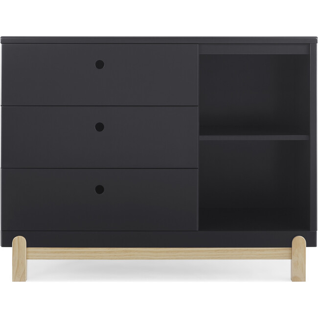 Poppy 3 Drawer Dresser with Cubbies, Midnight Grey/Natural - Dressers - 1