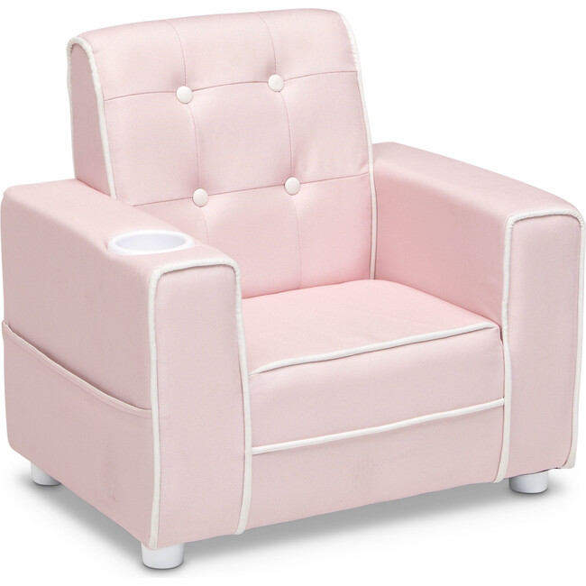 Chelsea Kids Upholstered Chair with Cup Holder, Light Pink