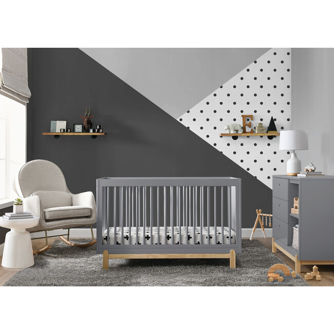 Poppy 4-in-1 Convertible Crib, Grey /Natural