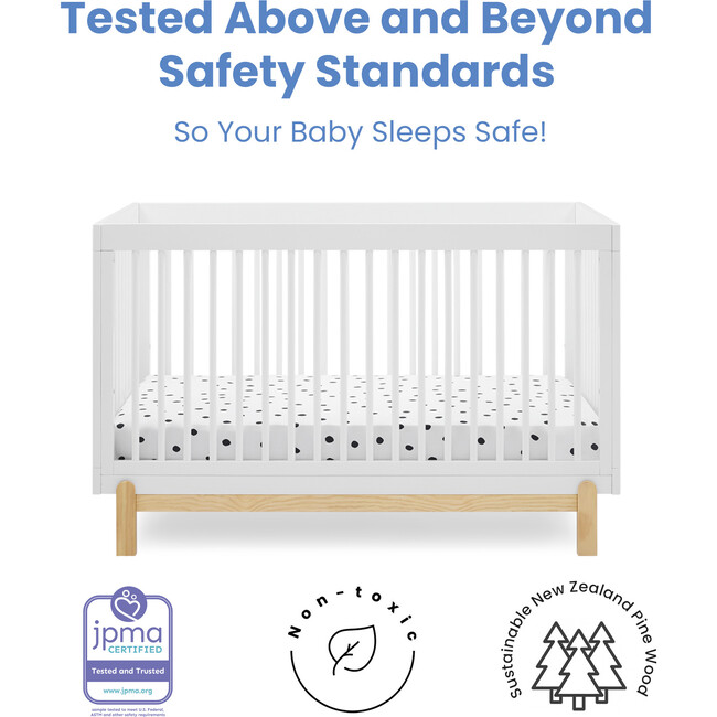 Poppy 4-in-1 Convertible Crib, Bianca White/Natural - Cribs - 3