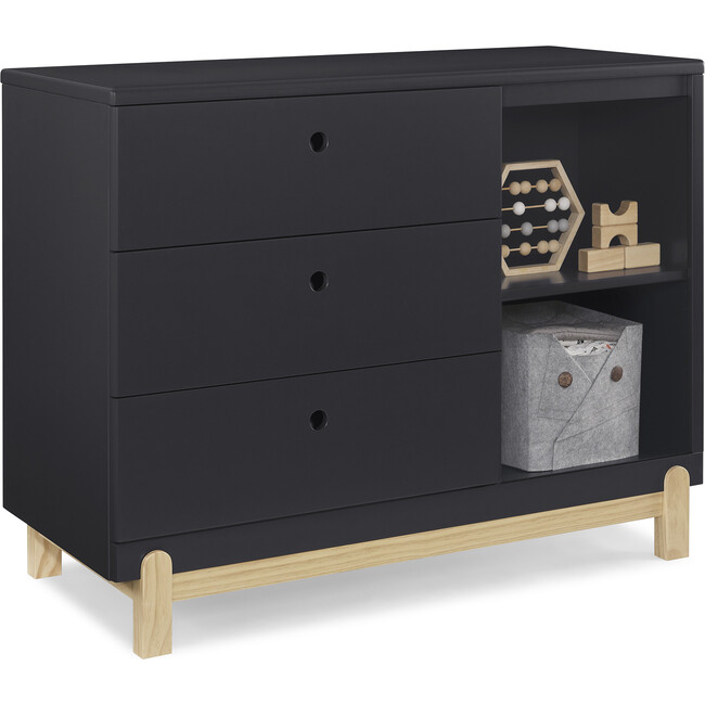 Poppy 3 Drawer Dresser with Cubbies, Midnight Grey/Natural - Dressers - 3