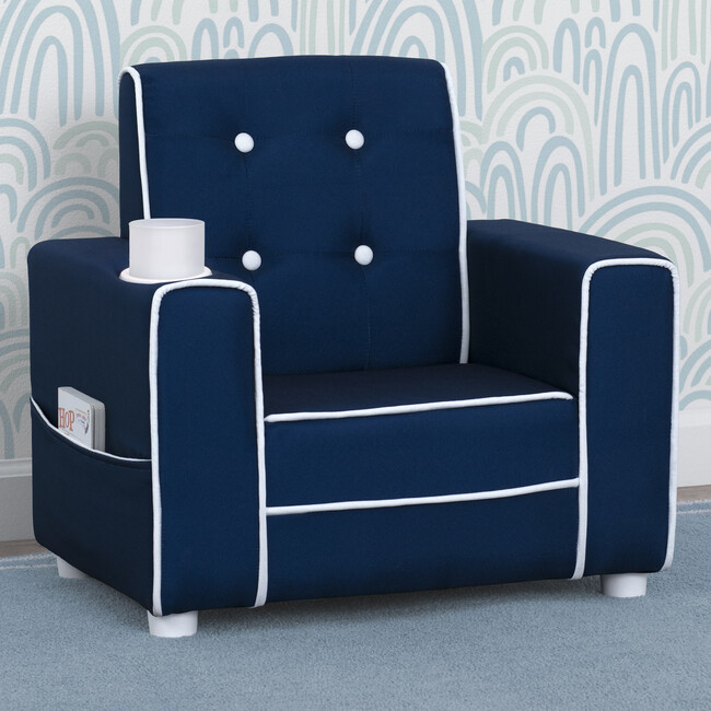 Chelsea Kids Upholstered Chair with Cup Holder, Blue - Kids Seating - 2