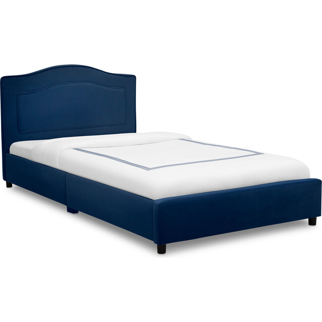 Upholstered Twin Bed, Navy Blue
