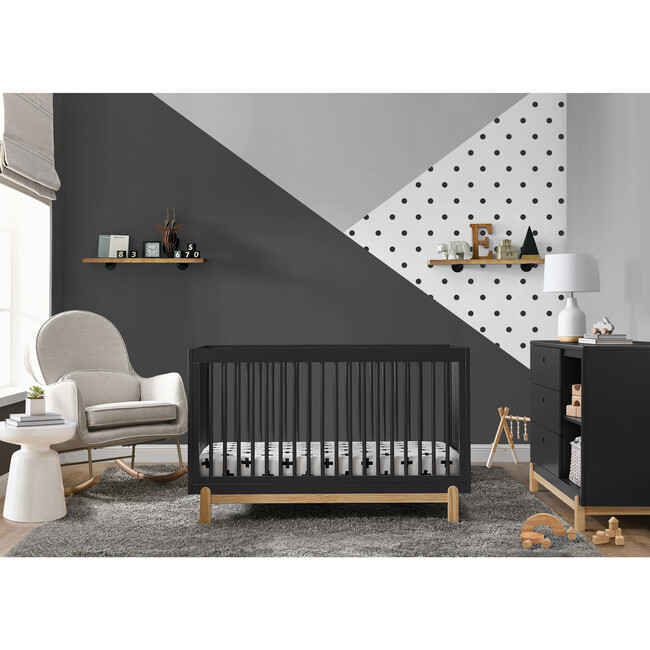 Poppy 4-in-1 Convertible Crib, Midnight Grey/Natural