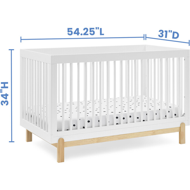 Poppy 4-in-1 Convertible Crib, Bianca White/Natural - Cribs - 5