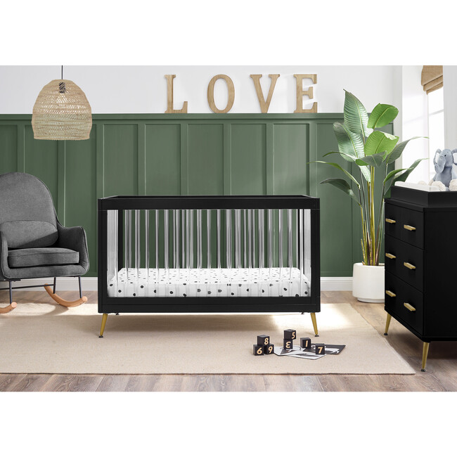 Sloane 4-in-1 Acrylic Convertible Crib Set, Black/Melted Bronze
