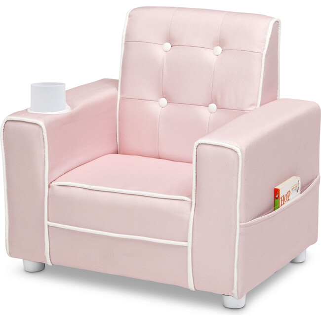 Chelsea Kids Upholstered Chair with Cup Holder, Light Pink - Kids Seating - 4