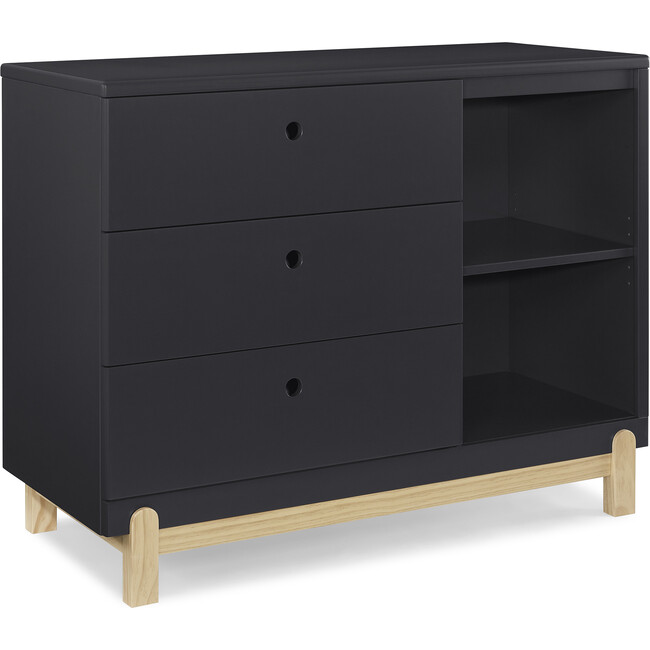 Poppy 3 Drawer Dresser with Cubbies, Midnight Grey/Natural - Dressers - 5