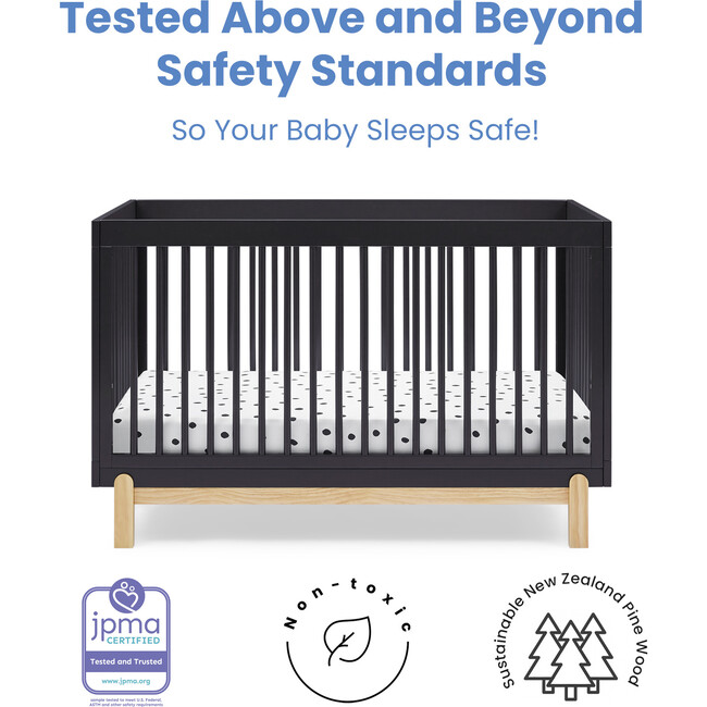 Poppy 4-in-1 Convertible Crib, Midnight Grey/Natural - Cribs - 3