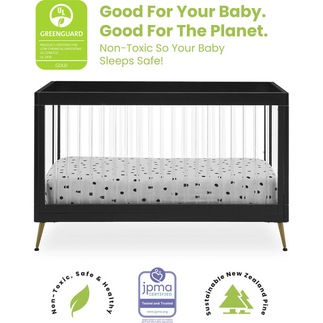 Sloane 4-in-1 Acrylic Convertible Crib Set, Black/Melted Bronze - Cribs - 3