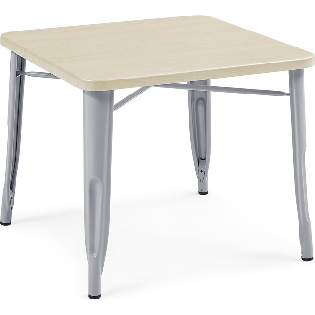 Bistro Table, Grey Metal/Natural Birch