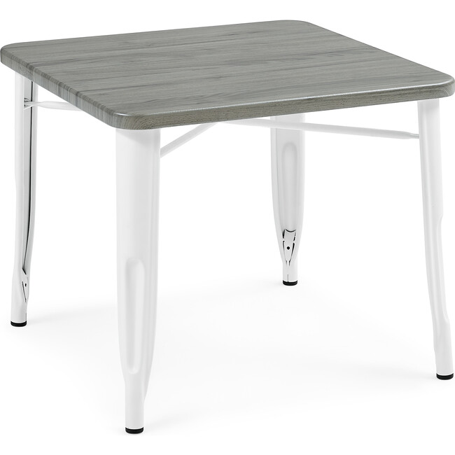 Bistro Table, White Metal/Grey Barnboard