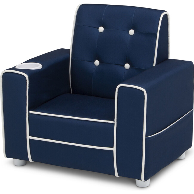 Chelsea Kids Upholstered Chair with Cup Holder, Blue - Kids Seating - 6