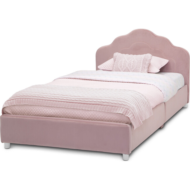 Upholstered Twin Bed, Rose Pink - Beds - 3