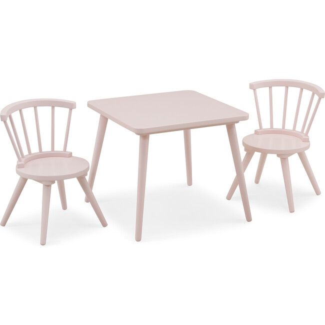 Windsor Kids Wood Table & Chair Set, Blush Pink