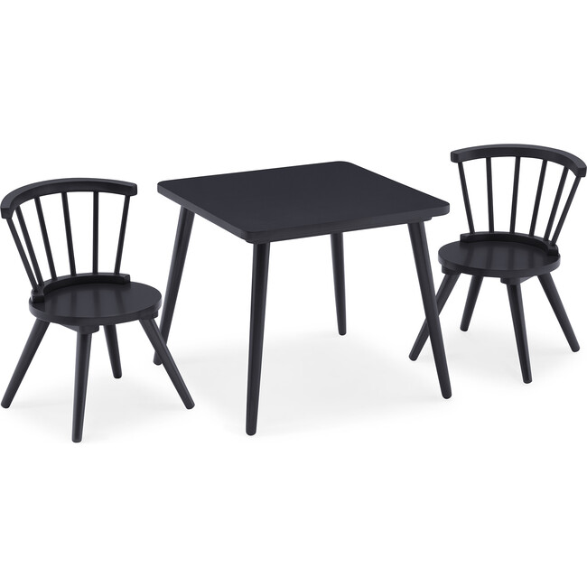 Windsor Kids Wood Table & Chair Set, Midnight Grey