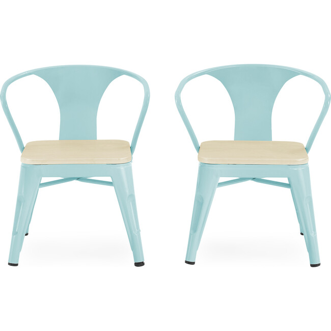 Set of 2 Bistro Chairs, Eggshell Metal/Natural Birch - Kids Seating - 3