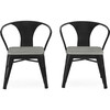 Set of 2 Bistro Chairs, Black Metal/Grey Barnboard - Kids Seating - 3
