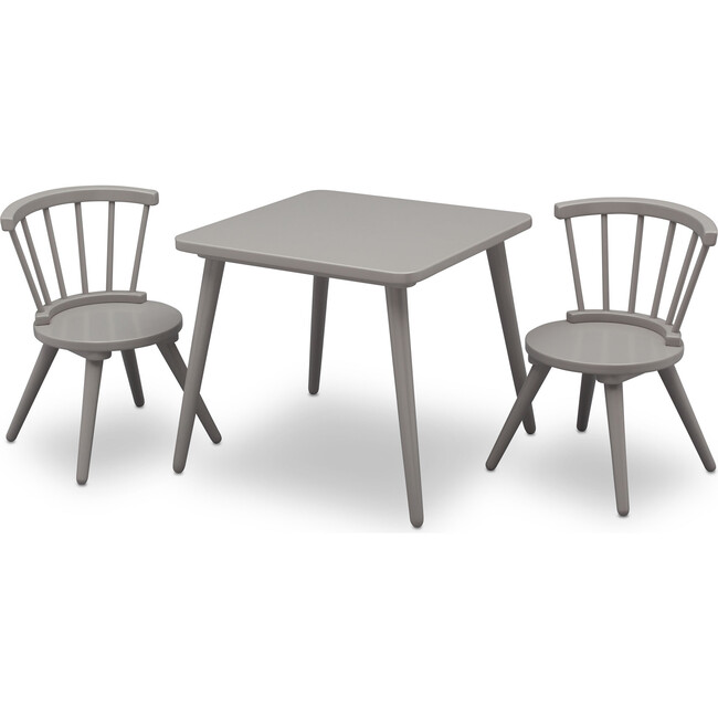 Windsor Kids Wood Table & Chair Set, Grey