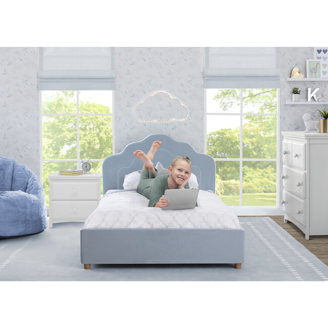 Upholstered Twin Bed, Seafoam Blue - Beds - 2