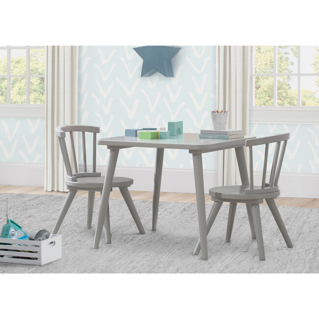 Windsor Kids Wood Table & Chair Set, Grey