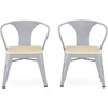Set of 2 Bistro Chairs, Grey Metal/Natural Birch - Kids Seating - 3