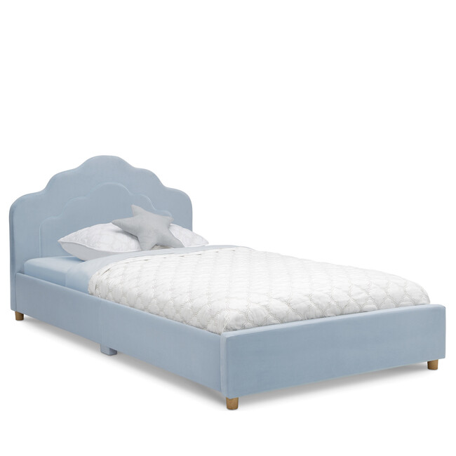 Upholstered Twin Bed, Seafoam Blue - Beds - 3