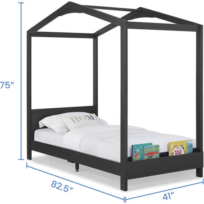 Poppy House Twin Bed, Midnight Grey - Beds - 6