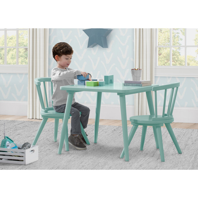 Windsor Kids Wood Table & Chair Set, Aqua - Play Tables - 3