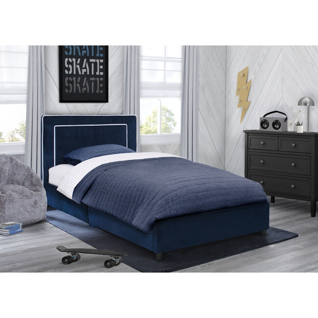 Upholstered Twin Bed, Blue