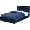 Upholstered Twin Bed, Blue - Beds - 3