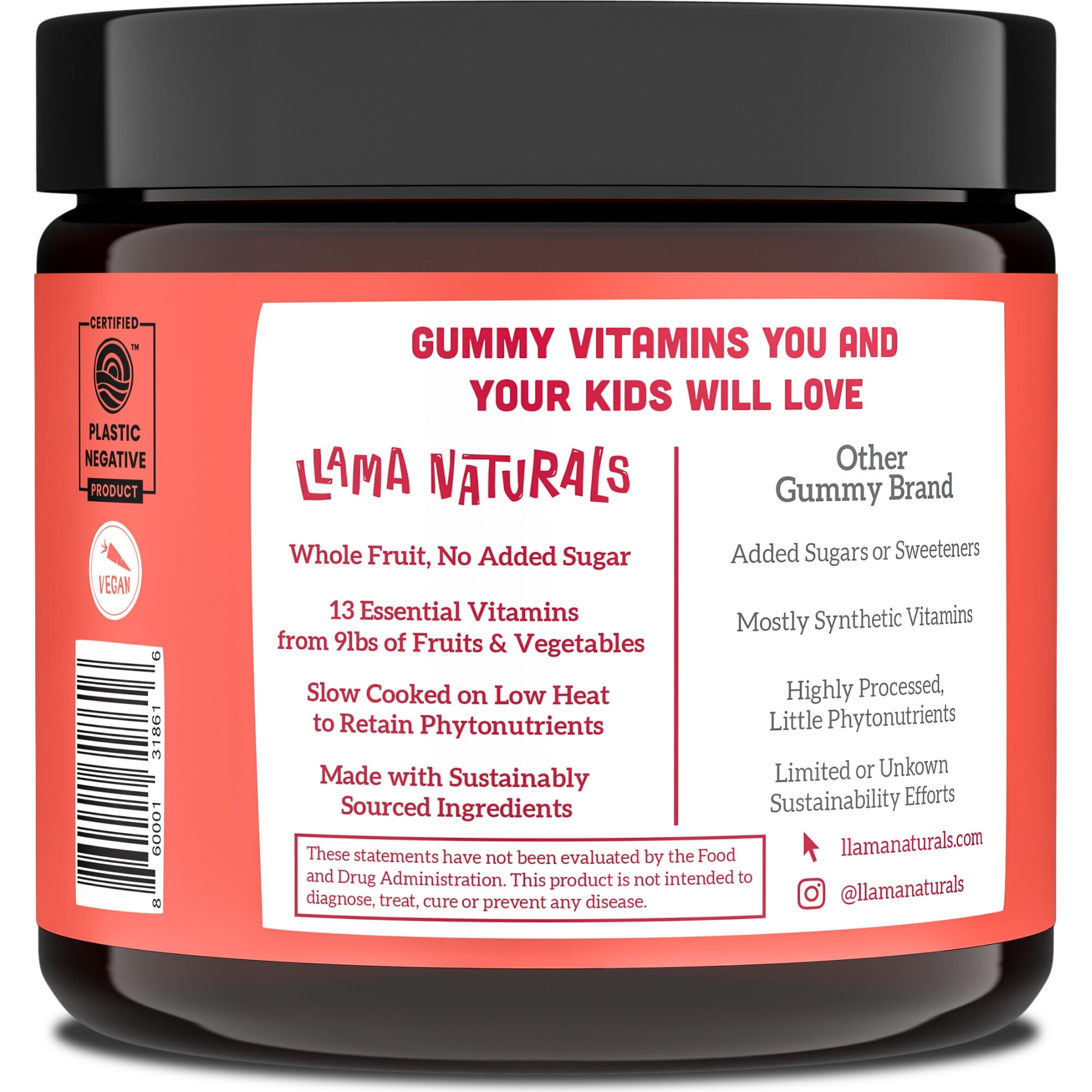 llama naturals  Kids Whole Fruit Multivitamin Gummies - Truth