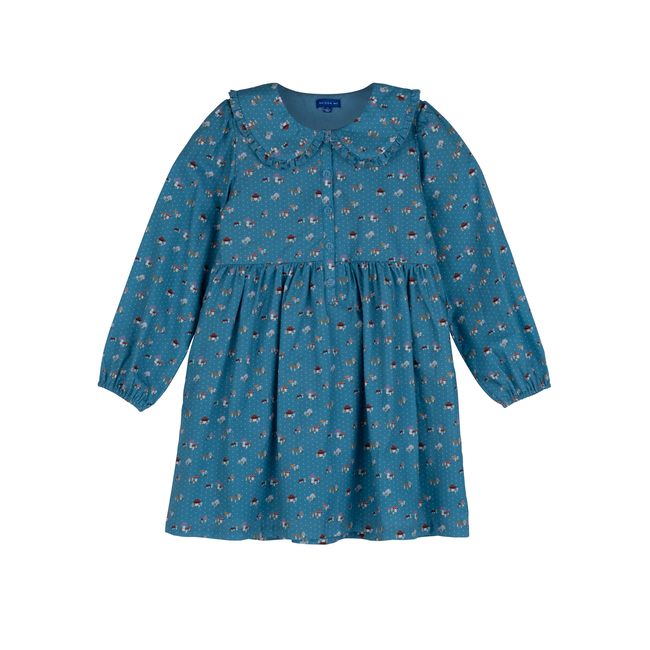 Niama Dress, Delphinium Blue Mushrooms