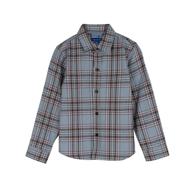 Max Button Down, Pale Blue Plaid
