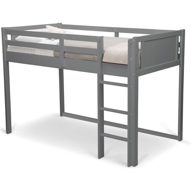 Twin Guardrail & Ladder Loft Bed, Charcoal - Beds - 1