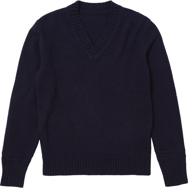 Adult Recycled Cashmere V-Neck Sweater, Midnight