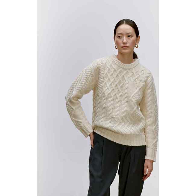 Adult Wool Patchwork Cable Knit Sweater