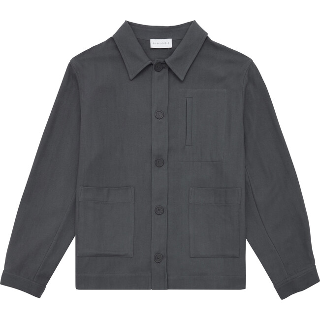 Adult Flannel Overshirt, Charcoal - Shirts - 1
