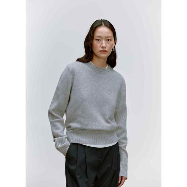 Adult Recycled Cashmere Crewneck Sweater, Pebble