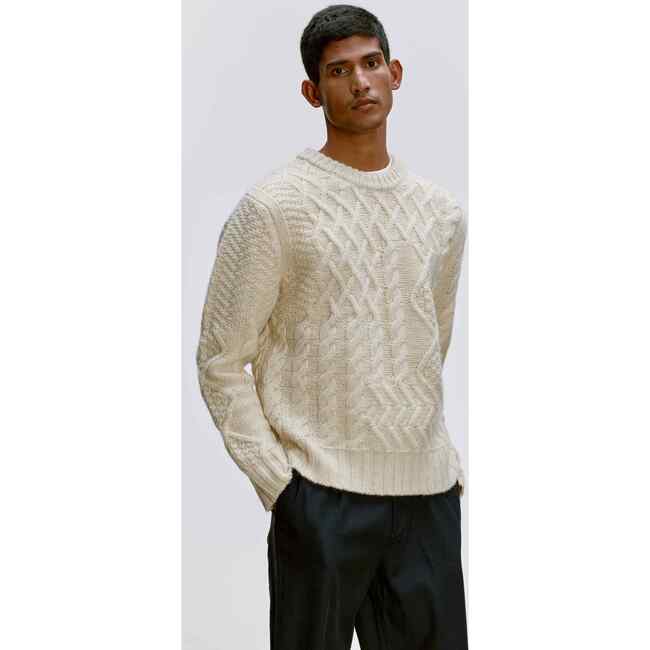 Adult Wool Patchwork Cable Knit Sweater - Sweaters - 5