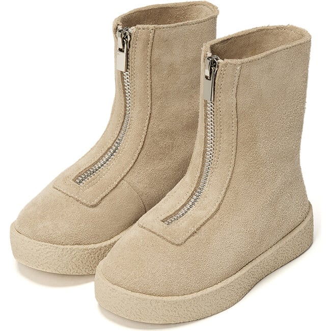 Leah Suede High Boots, Light Beige - Boots - 2