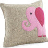 Hand Felted Wool Cushion Cover, Pink Elephant - Decorative Pillows - 1 - thumbnail