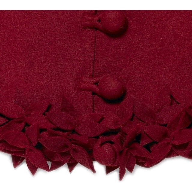 Wool Overlapping Flowers Tree Skirt, Maroon - Tree Skirts - 2