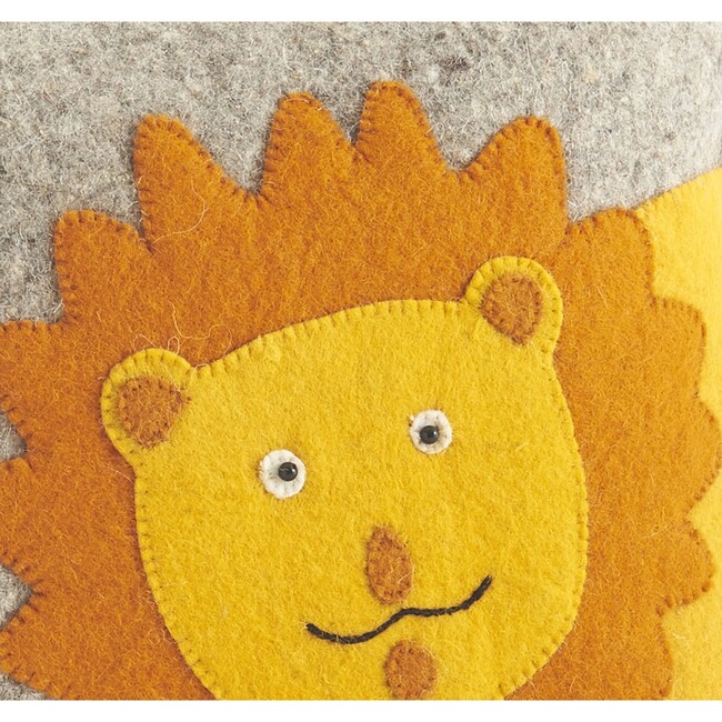 Hand Felted Wool Cushion Cover, Yellow Lion - Decorative Pillows - 3