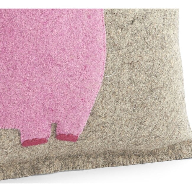 Hand Felted Wool Cushion Cover, Pink Elephant - Decorative Pillows - 4