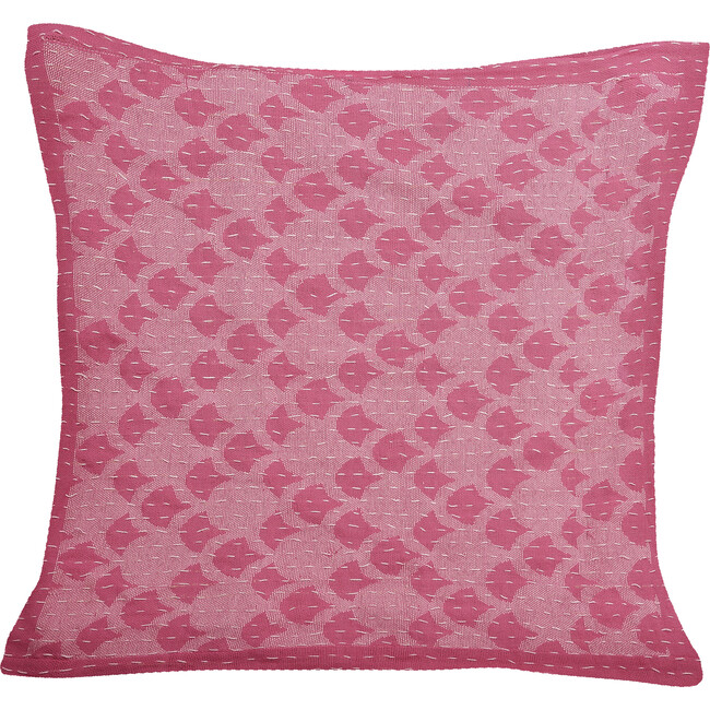 Cotton Square Pillow, Pink Ginkgo