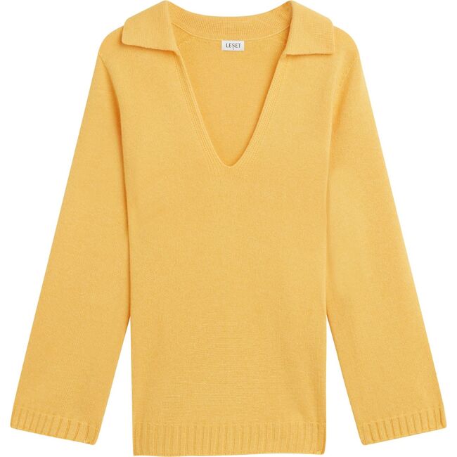 Women's Zoe V Neck Polo, Yellow - Sweaters - 1 - zoom