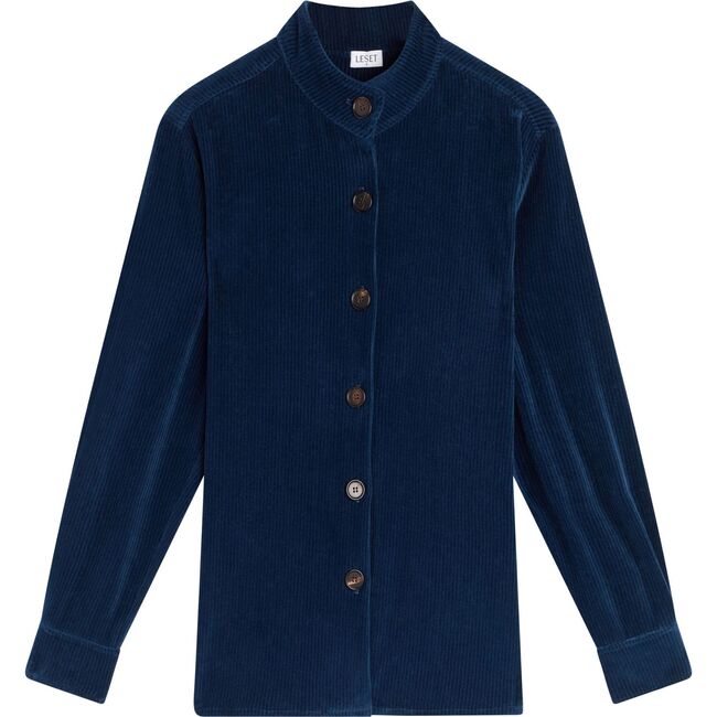 Women's Sophie Mockneck Shirt Jacket, Royal Navy - Jackets - 1 - zoom