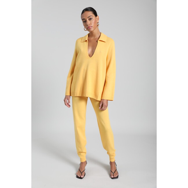 Women's Zoe V Neck Polo, Yellow - Sweaters - 3