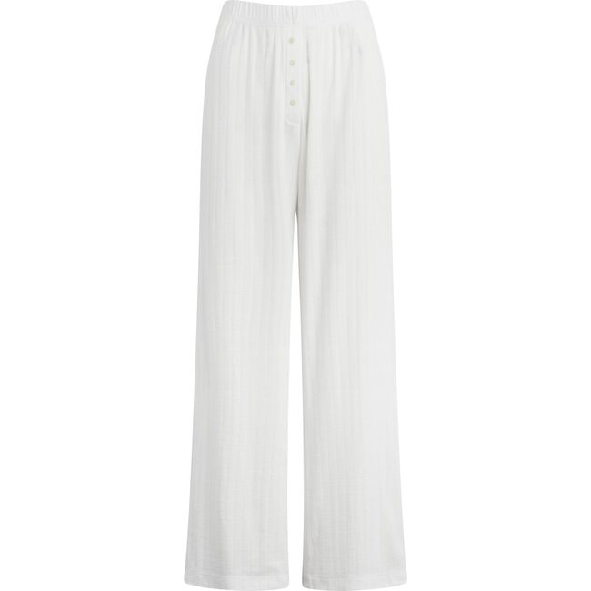 Women's Pointelle Boxer Pant, White - Loungewear - 1